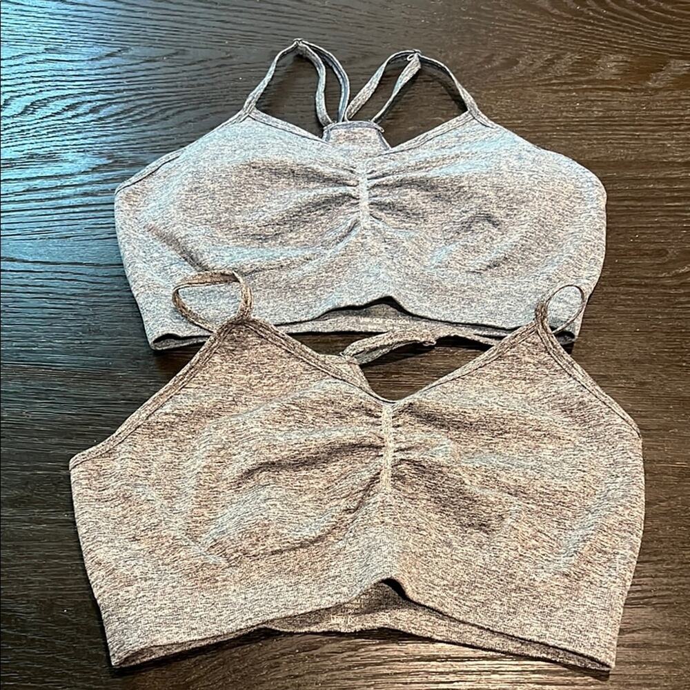 Hot Miami Styles Gray and blue set of 2 Ruched Crop Tank Top
